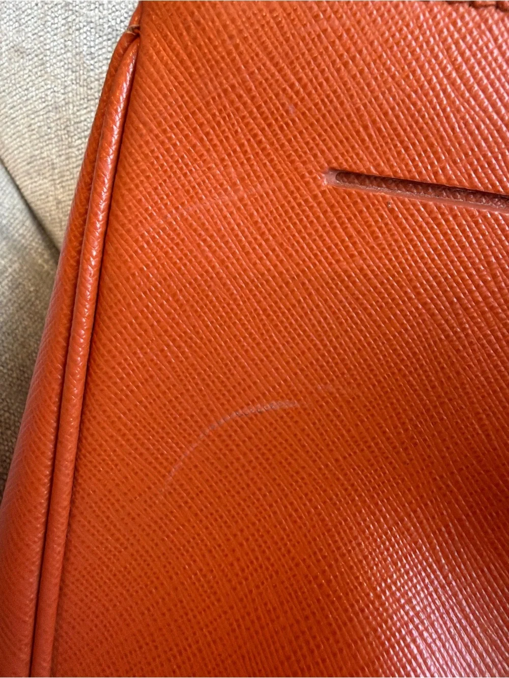 Prada Orange Saffiano Double-Handle Tote with Gold Hardware